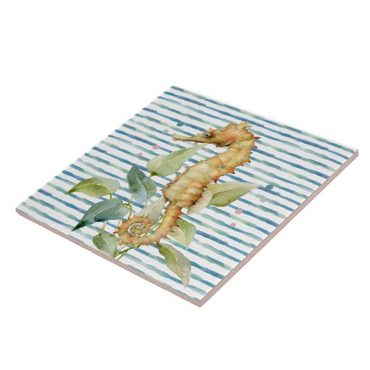 Seepferd Aquarell - Küste, Strand Wassersportaktiv Fliese (Seite)