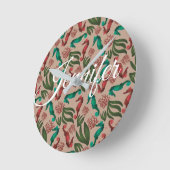 Seepferd Aquarellfarbe Rosa Personalisiert Runde Wanduhr (Winkel)