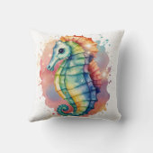 Seepferd Aquarellfarben Kissen (Rückseite)