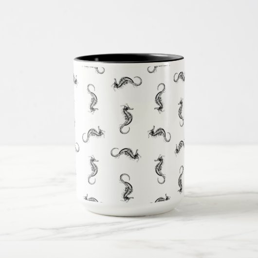 Seepferd Art Muster CUSTOM HINTERGRUNDFARBE Tasse (Zentrum)
