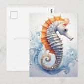 Seepferd auf den Meereswellen Postkarte (Vorne/Hinten)