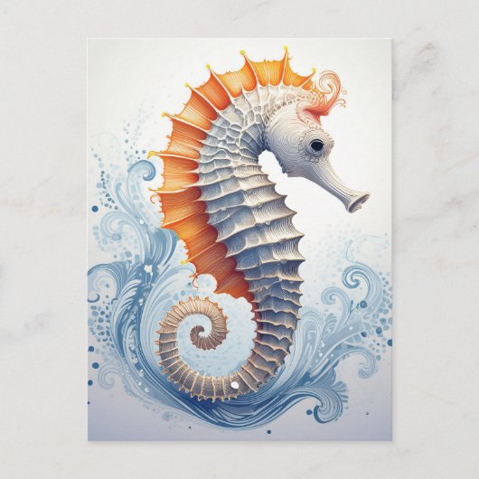Seepferd auf den Meereswellen Postkarte (Vorderseite)