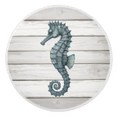 Seepferd auf weißem, bedrücktem Imitat Holzknöpfe Keramikknauf (Vorderseite)