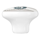 Seepferd auf weißem, bedrücktem Imitat Holzknöpfe Keramikknauf (Seitenansicht)