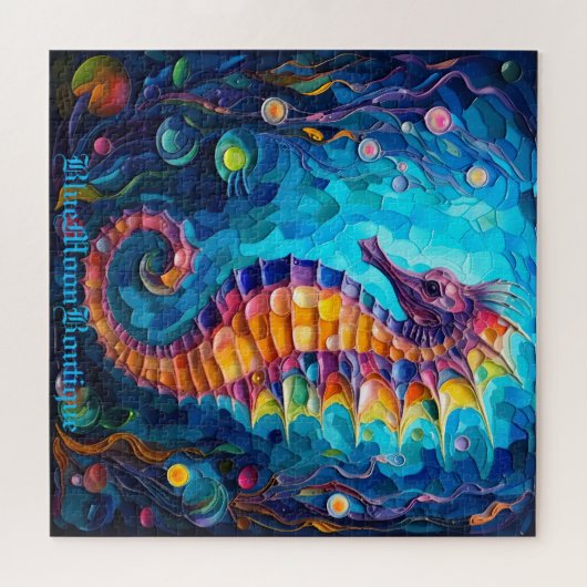 Seepferd aus Hartglas Puzzle (Horizontal)