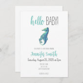 Seepferd Baby Dusche Einladung (Vorne/Hinten)