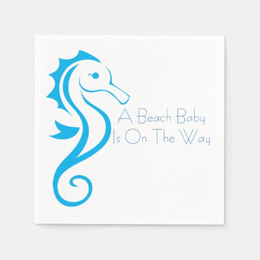 Seepferd Baby Shower Napkin (Junge) Serviette (Vorderseite)