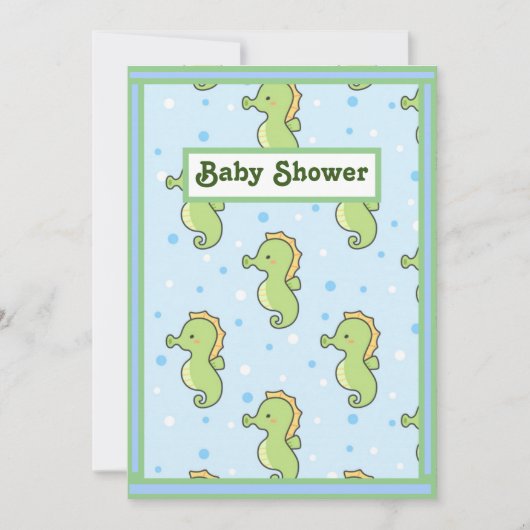 Seepferd Babydusche Einladung (Vorderseite)