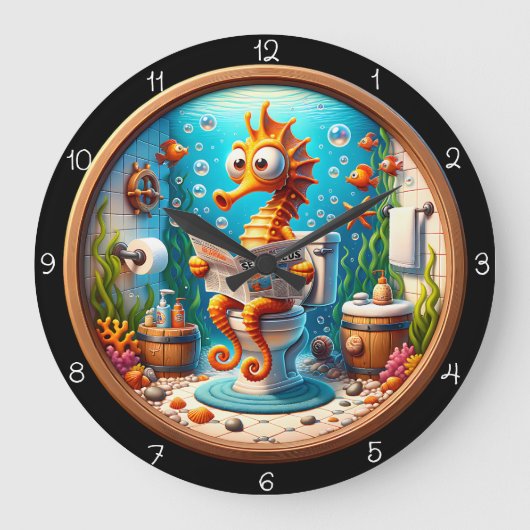 Seepferd Badezimmer Reader Uhr (Vorderseite)