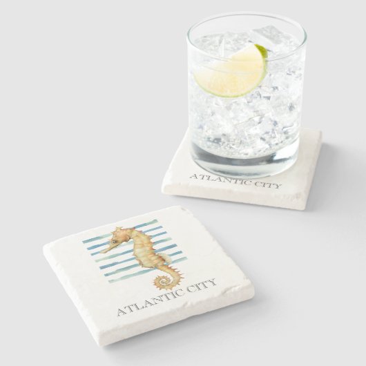 Seepferd Beach Coastal Steinuntersetzer (Seitenansicht)