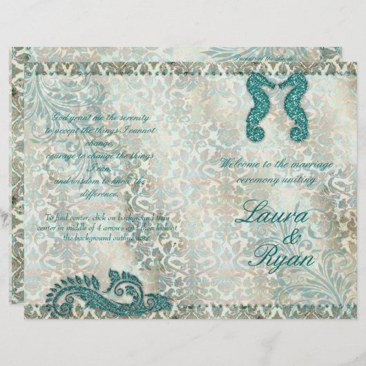 Seepferd Beach Hochzeitsprogramm Flyer (Vorne/Hinten)