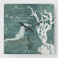Seepferd Beach House Aquamarin Blue Driftwood Coas