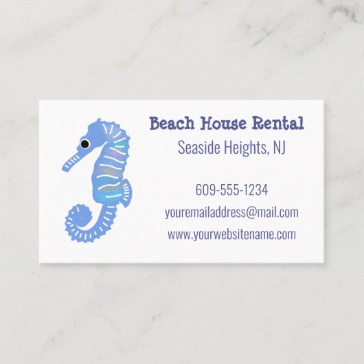 Seepferd Beach House Vermietung Visitenkarte (Vorderseite)