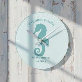 Seepferd Beach House Year Est Wall Clock Runde Wanduhr