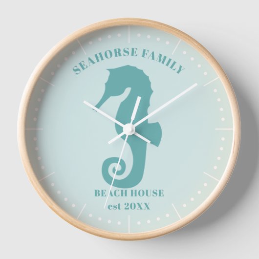 Seepferd Beach House Year Est Wall Clock Uhr (Vorderseite)