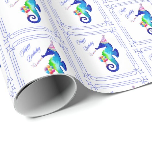 Seepferd Birthday Geschenkpapier (Rolleneckpunkt)