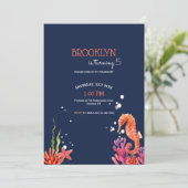 Seepferd Birthday Party Einladung (Stehend Vorderseite)