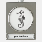 Seepferd Black Banner-Ornament Silber (Vorderseite)