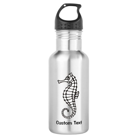 Seepferd Black Edelstahlflasche (Vorderseite)