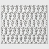 Seepferd Black Geschenkpapier (Flach)