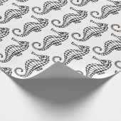 Seepferd Black Geschenkpapier (Ecke)