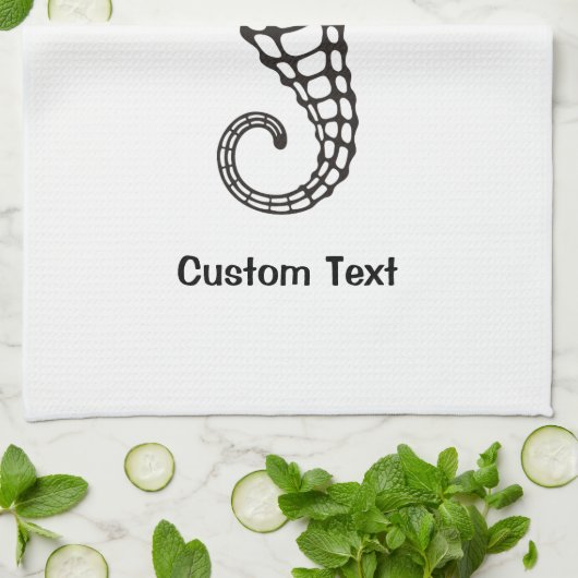 Seepferd Black Geschirrtuch (Gefaltet)