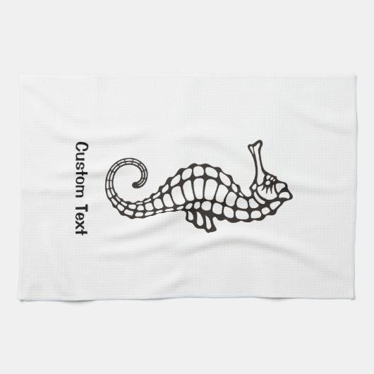 Seepferd Black Geschirrtuch (Horizontal)