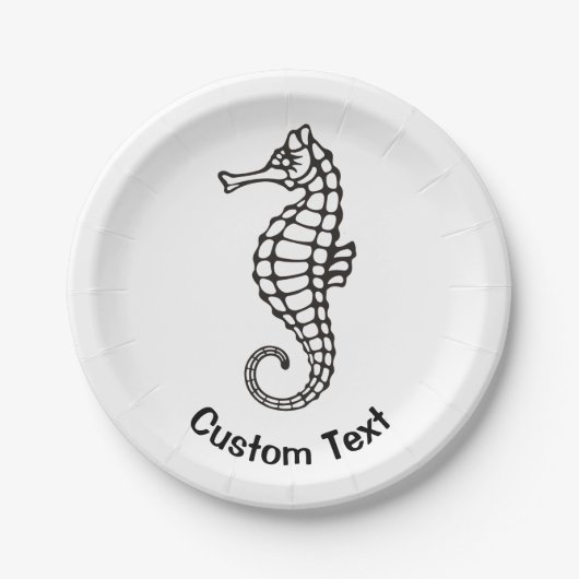 Seepferd Black Pappteller (Vorderseite)