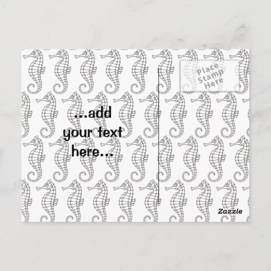 Seepferd Black Postkarte (Rückseite)