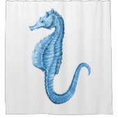 Seepferd blauer Küstenseewatercolor Duschvorhang (Vorderseite)