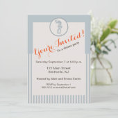 Seepferd Blue Classic Nautical Elegante Einladung (Stehend Vorderseite)