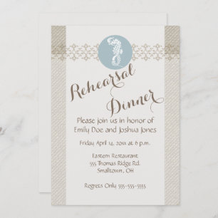 Seepferd Blue Classic Nautical Elegante Einladung