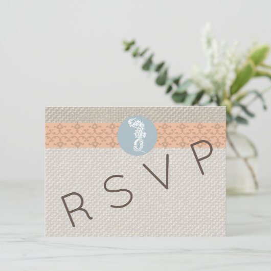 Seepferd Blue Classic Nautical Elegante Einladung (Stehend Vorderseite)