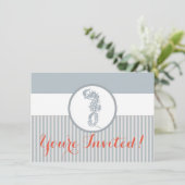 Seepferd Blue Classic Nautical Elegante Einladung (Stehend Vorderseite)