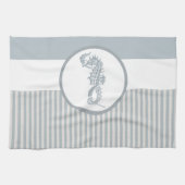 Seepferd Blue Classic Nautical Elegante Geschirrtuch (Horizontal)