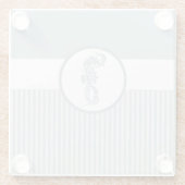 Seepferd Blue Classic Nautical Elegante Glasuntersetzer (Rückseite)