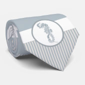 Seepferd Blue Classic Nautical Elegante Krawatte (Gerollt)