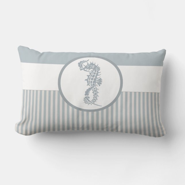 Seepferd Blue Classic Nautical Elegante Lendenkissen (Vorderseite)
