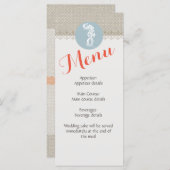 Seepferd Blue Classic Nautical Elegante Menükarte (Vorne/Hinten)