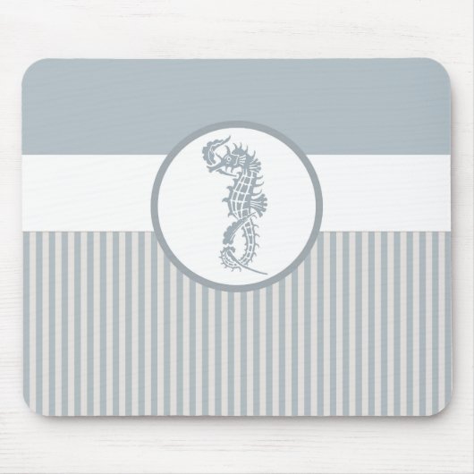 Seepferd Blue Classic Nautical Elegante Mousepad (Vorne)