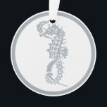 Seepferd Blue Classic Nautical Elegante Ornament<br><div class="desc">Das Seepferd ist ein Lieblingsbild des Sommers,  mit einem hellblauen Seepferd und passenden Pinstreifen.</div>