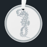 Seepferd Blue Classic Nautical Elegante Ornament<br><div class="desc">Das Seepferd ist ein Lieblingsbild des Sommers,  mit einem hellblauen Seepferd und passenden Pinstreifen.</div>