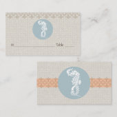 Seepferd Blue Classic Nautical Elegante Platzkarte (Vorne/Hinten)
