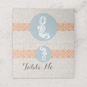 Seepferd Blue Classic Nautical Elegante Platzkarte (Außenseite Aufgefaltet)