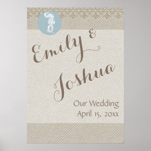 Seepferd Blue Classic Nautical Elegante Poster (Vorne)