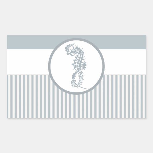 Seepferd Blue Classic Nautical Elegante Rechteckiger Aufkleber (Vorderseite)