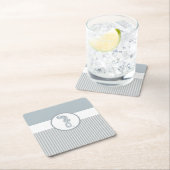 Seepferd Blue Classic Nautical Elegante Rechteckiger Pappuntersetzer (Vor Ort)