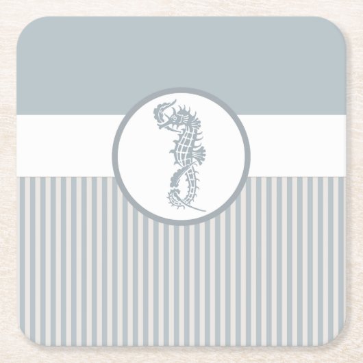 Seepferd Blue Classic Nautical Elegante Rechteckiger Pappuntersetzer (Vorderseite)