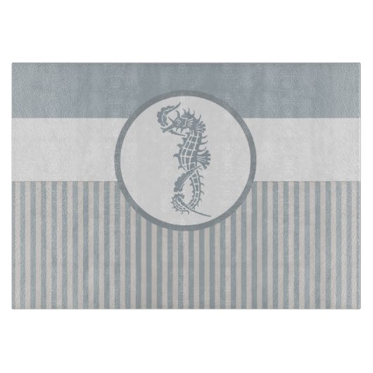 Seepferd Blue Classic Nautical Elegante Schneidebrett (Vorderseite)