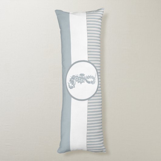 Seepferd Blue Classic Nautical Elegante Seitenschläferkissen (Rückseite (Vertikal))